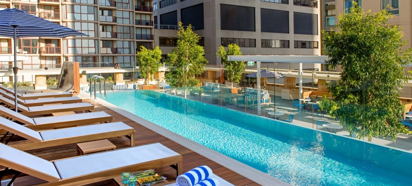 Doyen Group building interior photo outside pool